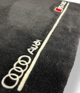 Handmade Audi logo rug, crafted with precision and passion