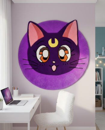 Handmade tudted rug Luna cat in kid's room