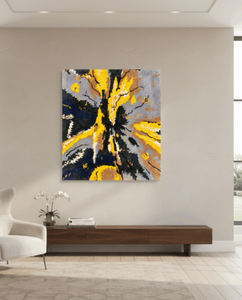Handmade tufted rug abstract art in interior