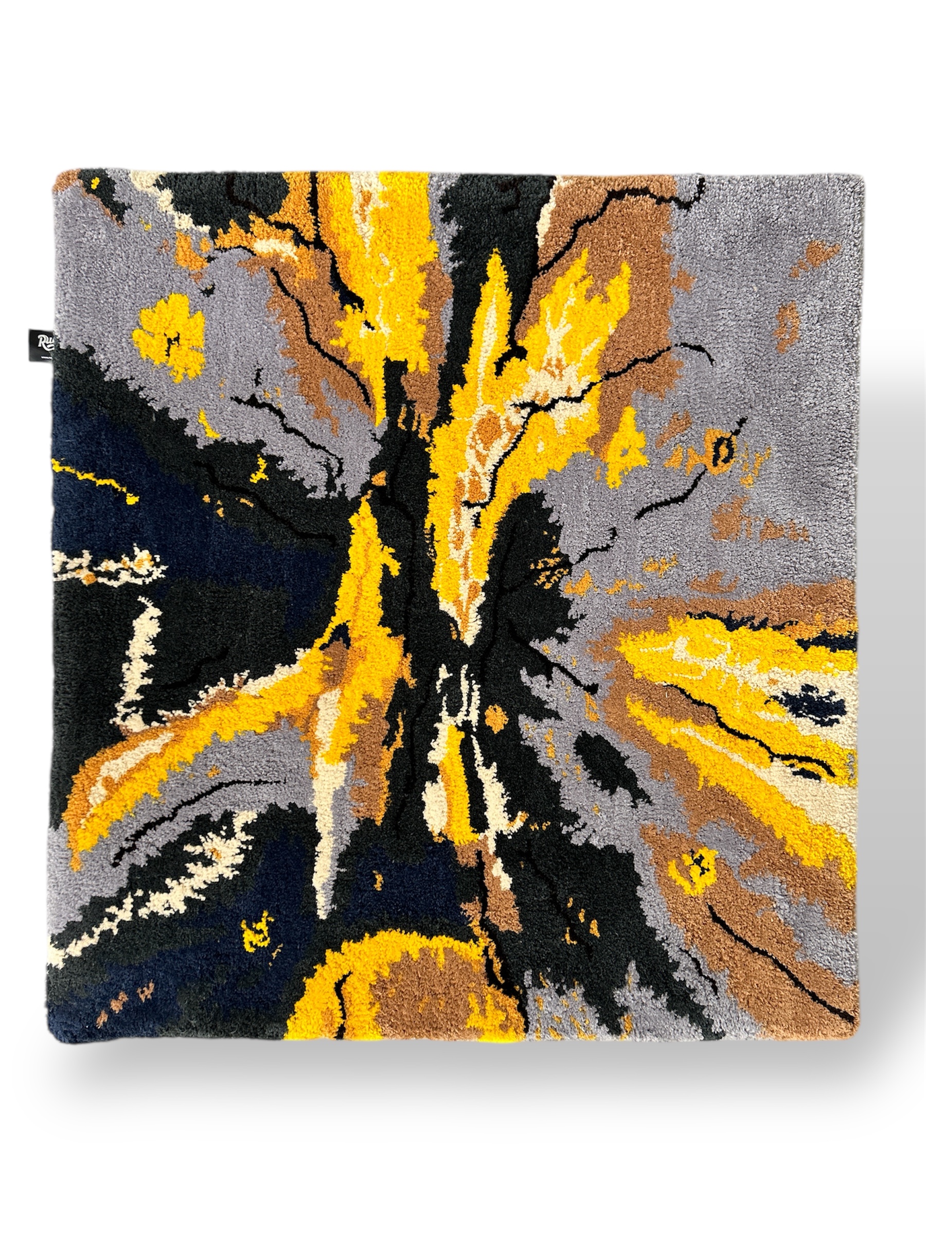 Handmade tufted rug abstract art front view