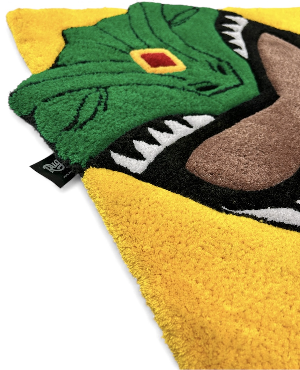 handmade tufted rug green power ranger side view