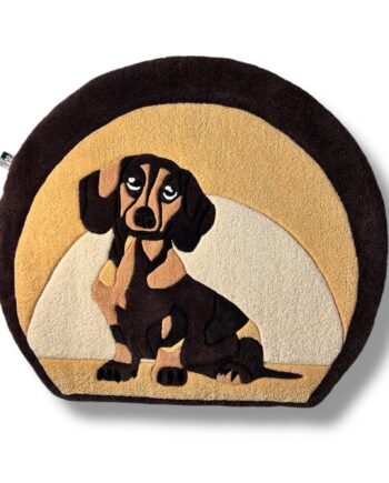 Handmade tufted dachshund rug front view