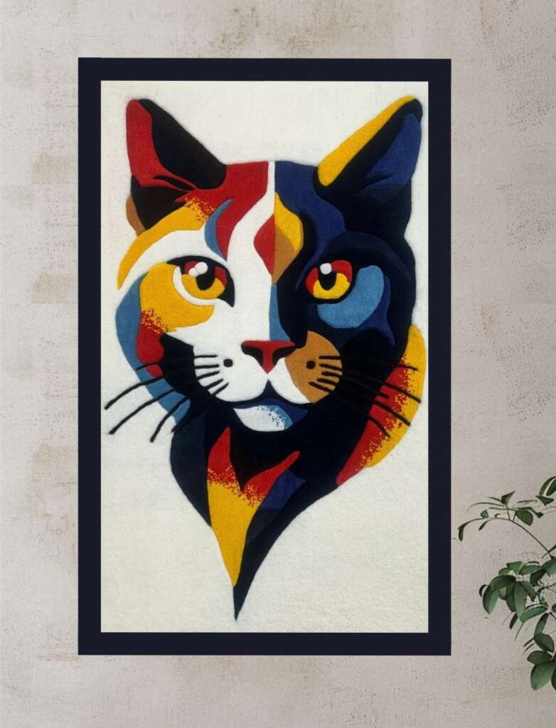 Handmade-tufted-cat-rug-in-living-room-1